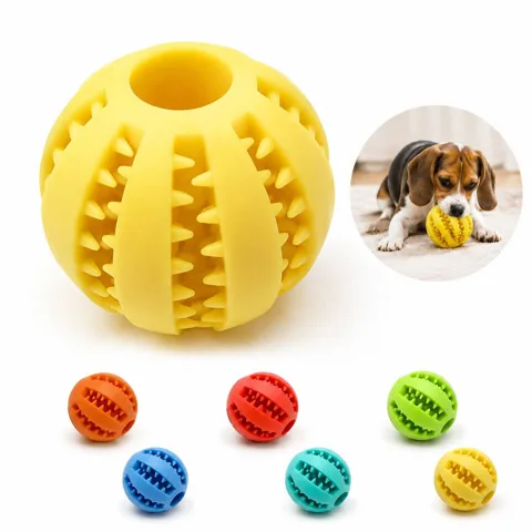 Tough Rubber Dog Treat Ball, Interactive Slow Feeder Toy 2