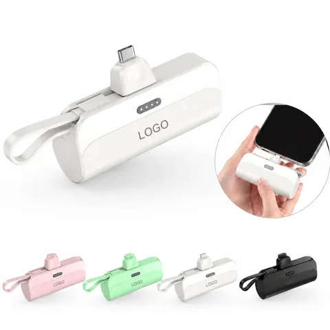 5000mAh Mini Power Bank with Dual Built-In Cables,