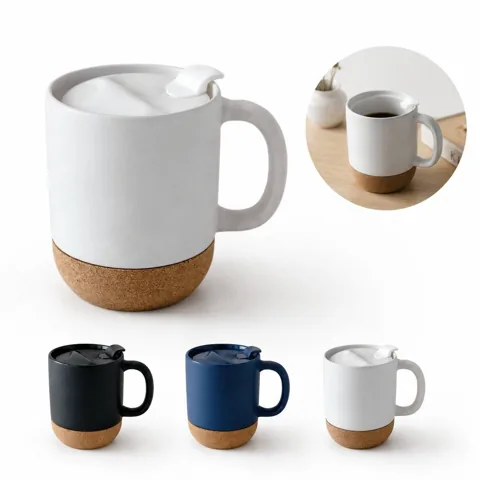 Cork-Base Ceramic Cup with Non-Slip Natural Cork Bottom for Everyday Use 2