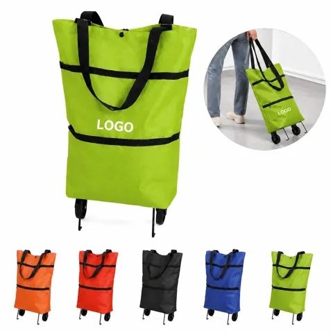 Foldable Wheeled Shopping Tote with Rolling Base for Easy
