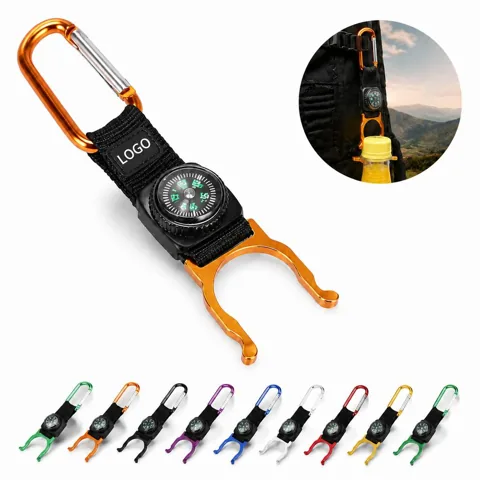 Multi-Function Carabiner with Compass and Bottle Holder