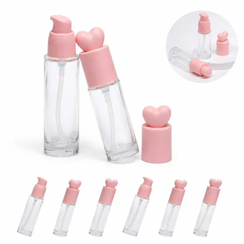 Leakproof Glass Foundation Bottle with Heart-Shaped Pump 2