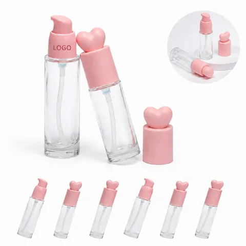 Leakproof Glass Foundation Bottle with Heart-Shaped Pump