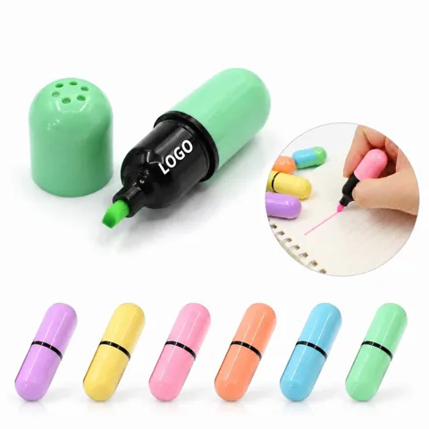 Candy-Colored Pill Highlighters, Neon Fluorescent Pens for Everyday Use