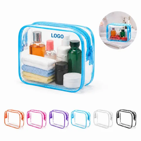Clear PVC Toiletry Bag with Secure Zipper for Travel and More