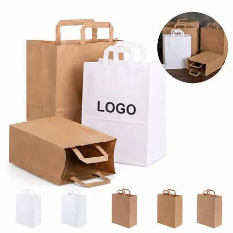 140g Kraft Paper Bag with Flat Handles