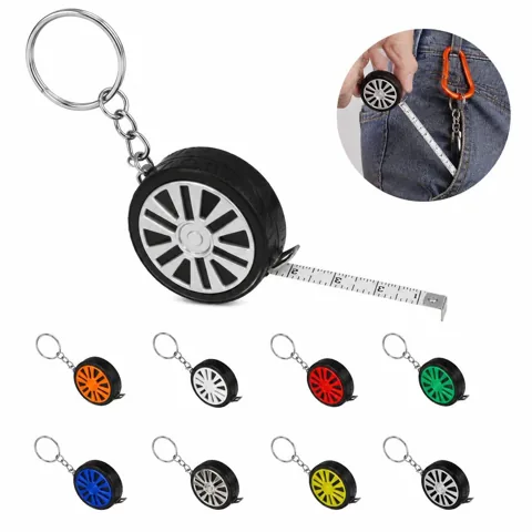 1M Mini Tire Shape Tape Measure Keychain ABS Retractable 2