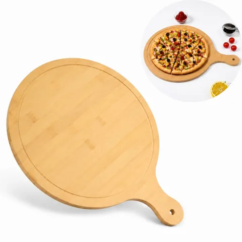Wooden Pizza Peel & Charcuterie Board with Handle, Round 2