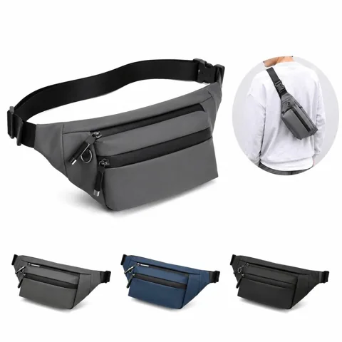 Men's Reflective Waist Crossbody Bag Water-Resistant Outdoor 2