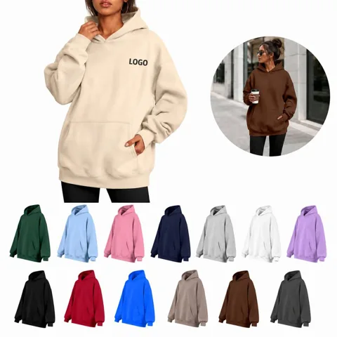 Women's Oversized Fleece Hoodie with Kangaroo Pocket, Up to Go
