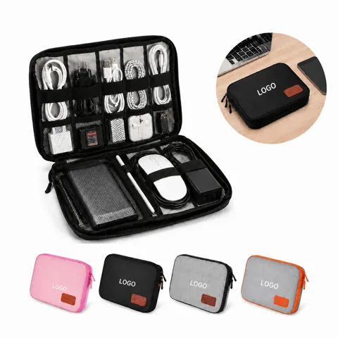 Multi-Compartment Digital Accessories Organizer Pouch with Added Functionality