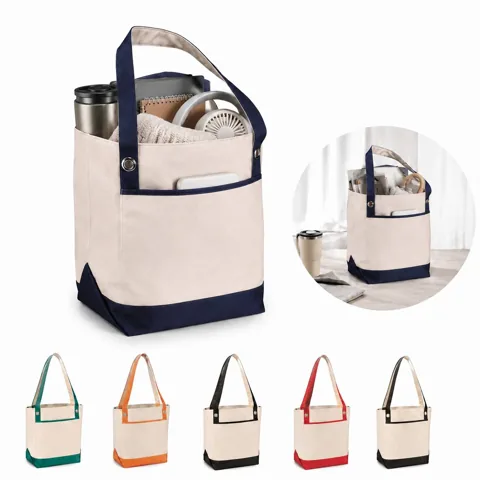 Color-Block Canvas Tote Bag, Large Capacity Durable Carryall 2