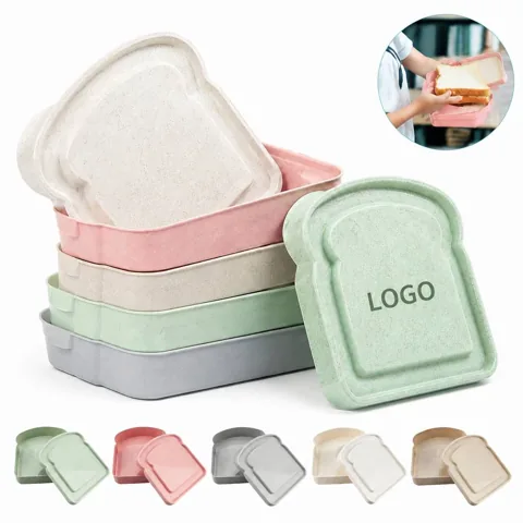 Eco Wheat Straw Lunch Box, Toast Shape, Compartments,