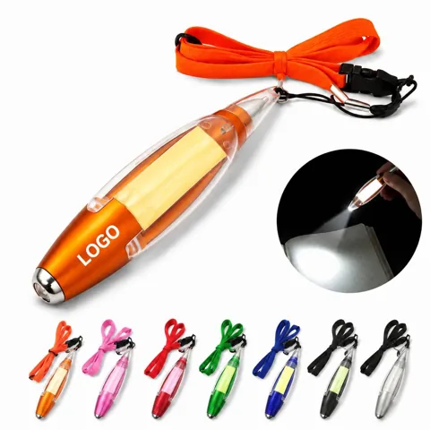 3-in-1 LED Ballpoint Pen with Sticky Note Dispenser