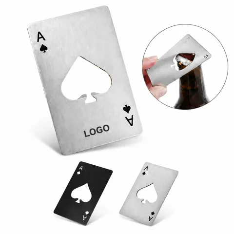 Ace Playing Card Bottle Opener, Sturdy Metal Keychain Tool