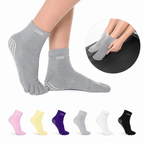 Non-Slip Five-Toe Yoga Socks with Grip Pads for Pilates &