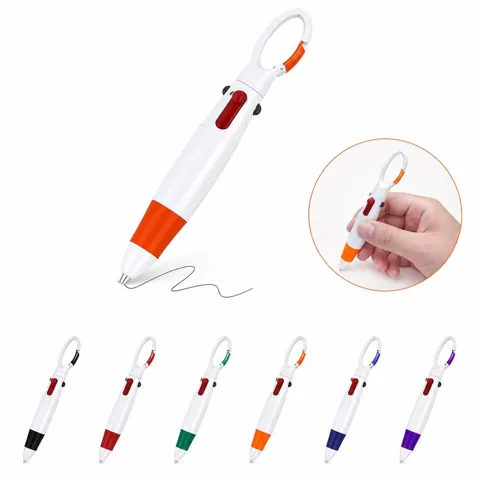 4-Color Retractable Pen with Keyring Strap 2