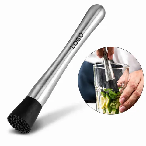 Stainless Steel Cocktail Muddler for Crushing Herbs & Fruits