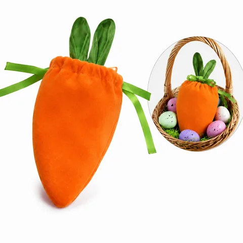 Easter Carrot Candy Storage Pouch, Plush Drawstring Gift Bag 2