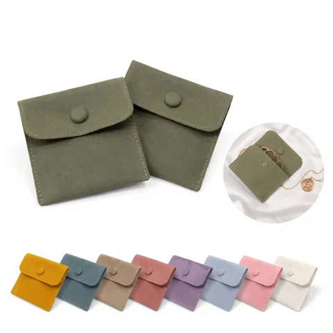 Microfiber Jewelry Pouch with Snap Button Gift Bag 2