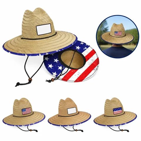 Adjustable Chin Strap Straw Hat with Wide Brim for Sun 2