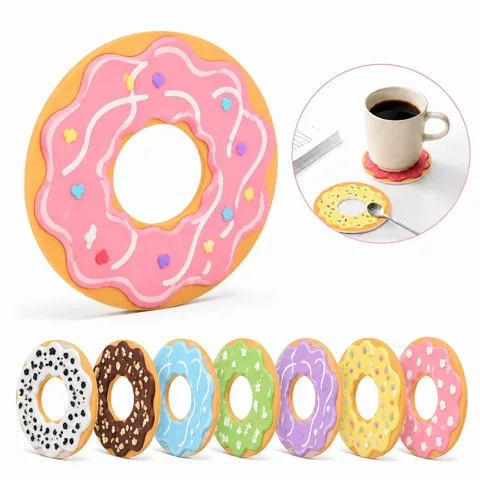 Absorbent Donut Coaster, Heat-Resistant Silicone Drinkware 2