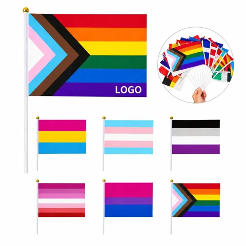 Custom Polyester Hand Flag 30cm with Stick for Events