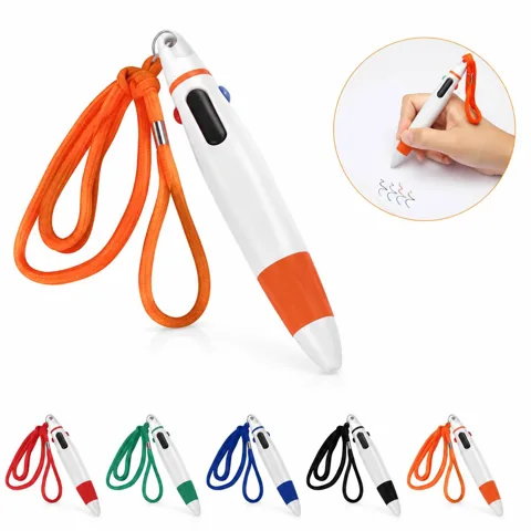 4-Color Retractable Ballpoint Pen with Lanyard 2