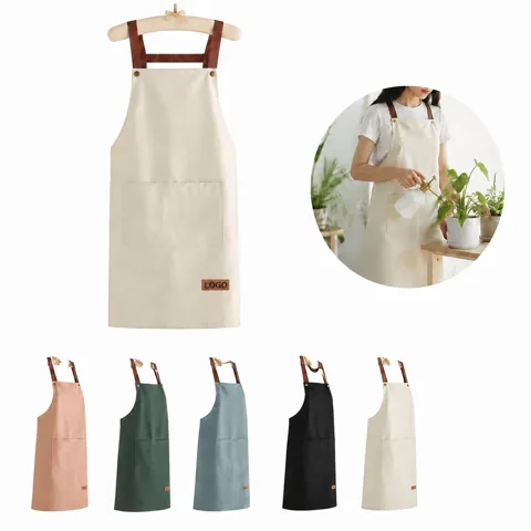 Waterproof Polyester Apron with Front Pocket for Kitchen,