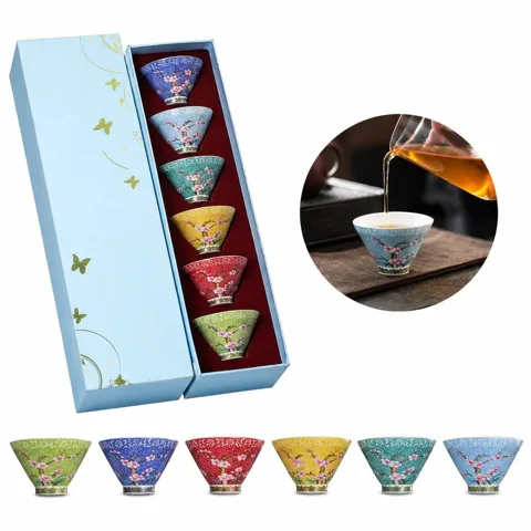 Handcrafted Porcelain Enamel Tea Cup Set for Daily Tea 2