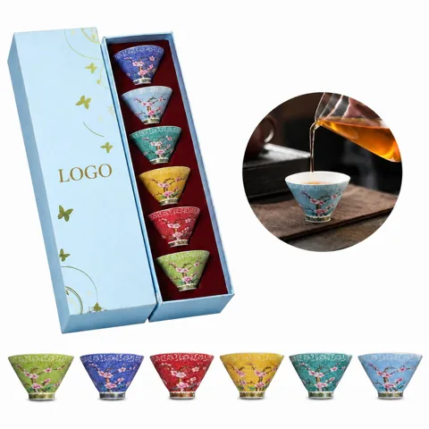 Handcrafted Porcelain Enamel Tea Cup Set for Daily Tea 1