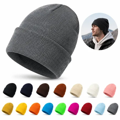 Slouchy Knit Beanie with Foldable Brim for Cold Weather 2