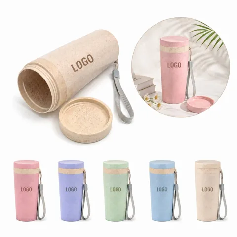 Eco Wheat Straw Water Bottle 10oz Leak-Proof Portable