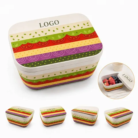 Eco-Friendly Reusable Bamboo Fiber Lunch Box with Added Functionality