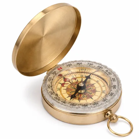 Vintage Brass Glow Compass Luminous Outdoor Navigation Tool 2