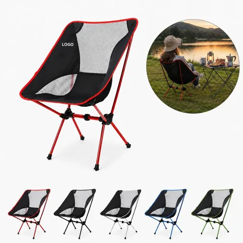 Ultralight Folding Camping Chair with Mesh Back and Cup