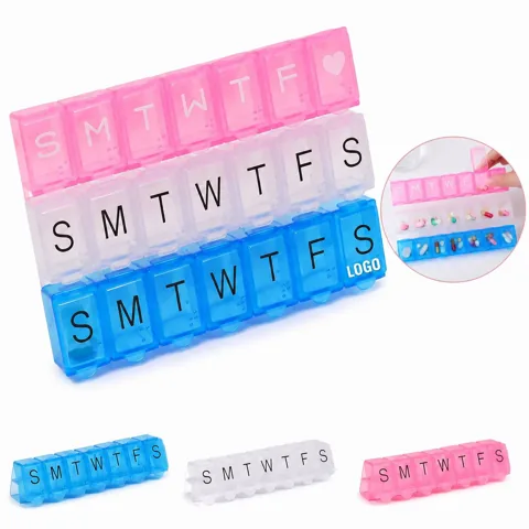 Daily Braille Pill Box, 7-Day Weekly Organizer with Raised