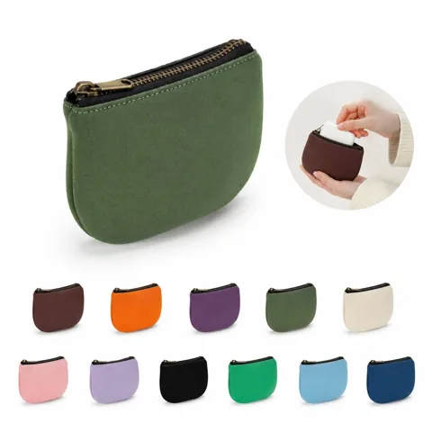Canvas Coin Purse with Secure Zipper Closure for Everyday 2