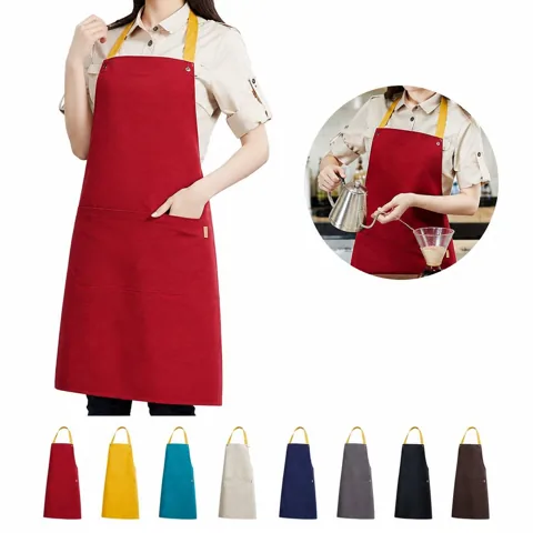 Custom Canvas Kitchen Apron with Two Front Pockets 2