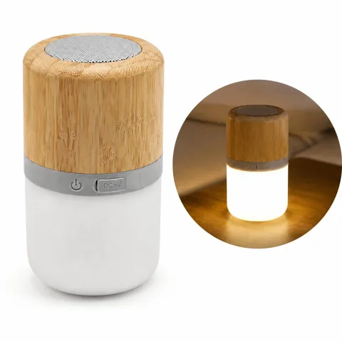Bamboo Wireless Speaker with LED Scrolling Light Display 2
