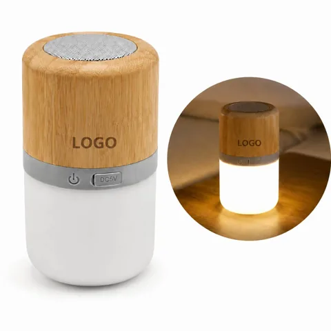 Bamboo Wireless Speaker with LED Scrolling Light Display