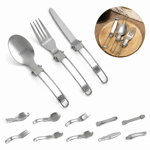 Stainless Steel Foldable Cutlery Set with Carry Bag for Everyday Use