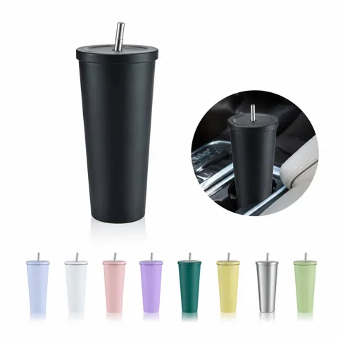 25 oz Insulated Tumbler with Lid and Straw, Double-Wall 2
