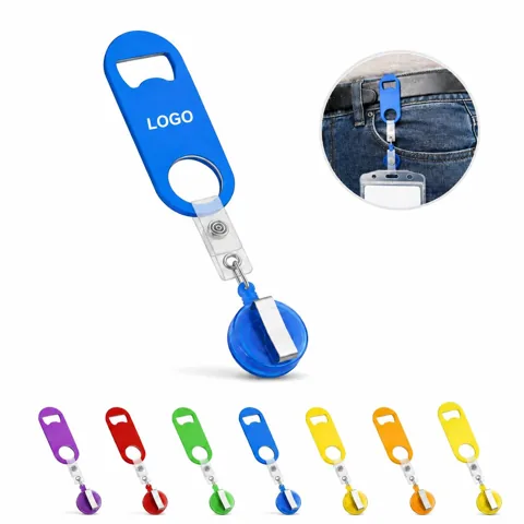 Retractable Badge Reel with Built-in Bottle Opener