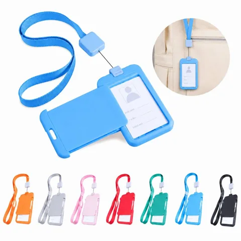 Square Retractable Badge Holder with transparent ID panel 2