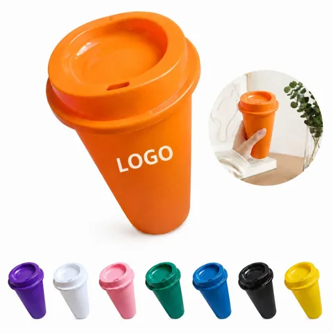 16 oz Reusable Plastic Coffee Cups with Spill-Resistant Lids
