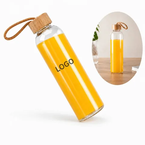 25 oz Glass Water Bottle with Bamboo Lid for Everyday Use