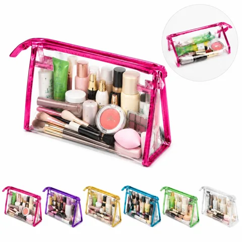 Clear Vinyl Travel Pouch Makeup Cosmetic Toiletry Organizer 2