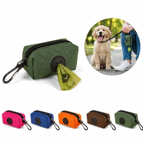 Canvas Dog Poop Bag Holder with Clip for Leash 2