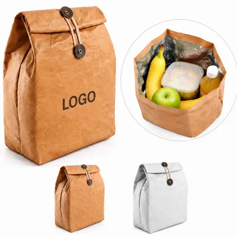 Durable Synthetic Paper Insulated Lunch Bag for Hot & Cold